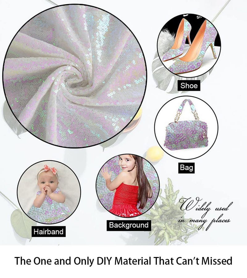 ShiDianYi 3 Feet 1 Yards 1PC Transparent WhiteSequin Fabric, by The Yard, Sequin Fabric, Tablecloth, Linen, Sequin Tablecloth, Table Runner (1Yards 1PC Transparent White) - Image 5